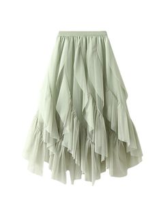 A-Line Loose Elasticity Gauze Pleated Solid Color Split-Joint Skirts BLACK-One_size Aurora Skirts, Prom Skirt, Skirt Streetwear, Gauze Skirts, Fishnet Dress, Tulle Maxi Skirt, Tulle Midi Skirt, Layered Tulle Skirt, Pleated Long Skirt