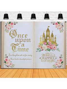 an open book with the words once upon a time on it