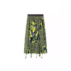 Olivia Mark - Vintage Casual Letter Printed Abstract Floral Midi Skirt Yellowish Green, Floral Midi Skirt, Vintage Casual, Casual Skirts, Types Of Skirts, Olivia Mark, Abstract Floral, A Line Skirt, A Line Skirts