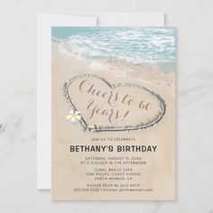 a beach themed wedding card with the words celebration of life written in sand on it