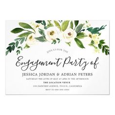 White Blooming Flowers Engagement Party Magnetic Invitation Editable Template Flowers Engagement, Engagement Party Cards, Vow Renewal Invitations, Gender Reveal Party Invitations, Bridal Brunch Invitations, Couples Shower Invitations, Flowers Blooming, Floral Baby Shower Invitations, Brunch Invitations