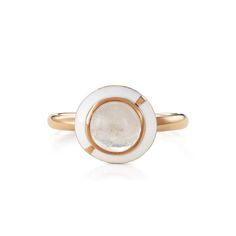 Iridescent moonstone cabochon is dome-set in 18k gold gold plated on sterling silver encircled with white enamel on a sleekly rounded band. Elegant and eye-catching from every angle. 18k gold plated matte finish in sterling silver. 12mm Round Moonstone Cab. 20 x 15 x 15 mmPlease, specify your finger size.This item is made to order, please expect one to two weeks for production before delivery. Aqua Pendant, Moonstone Cabochon, Chalcedony Ring, Moonstone Earrings, Emerald Earrings, Moonstone Pendant, Opal Earrings, Color Ring, Moonstone Ring