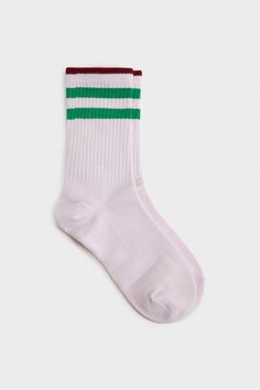 Lilac and green thick varsity stripe socks_1 Sporty Green Socks For Streetwear, Lilac And Green, Stripe Socks, London Free, Striped Socks, Buy Now Pay Later, Fashion Brand, Buy Now, Lilac