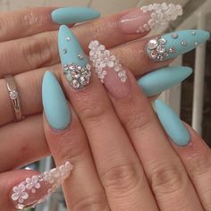 glamsusie's photo on Instagram Nail Art Bridal, 2019 Nails, Patrick Nagel, Blue Nail Art, Blue Nail, Prom Nails