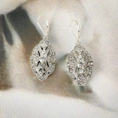 Sterling Silver Art Deco Earrings, 1920s Style, Art Nouveau Earrings, Vintage Wedding Earrings, Great Gatsby - Etsy Art Deco White Gold Wedding Earrings, White Gold Art Deco Wedding Earrings, Victorian Wedding Earrings In Diamond White, Ornate Diamond-accent Earrings For Wedding, Art Deco Diamond Accent Wedding Earrings, Victorian Diamond White Earrings For Wedding, Victorian Silver Bridal Earrings For Formal Events, Victorian Silver Bridal Earrings For Formal Occasions, Vintage Bridal Earrings With Elegant Design For Formal Occasions