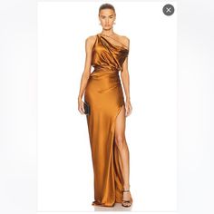 Brand New Dress - Only Worn Once To An Event. Absolutely Stunning! Perfect Condition. Elegant One Shoulder Brown Maxi Dress, Elegant Brown Maxi Dress For Gala, Cowl Neck Gown, Classic Essence, Cowl Back Dress, Beachy Dresses, Dresses Unique, Cowl Dress, Cowl Neck Dress