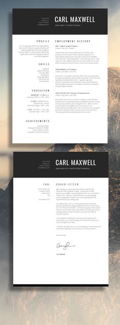 two professional resume templates, one in black and white with the other in grey