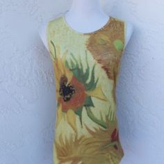 Artsy And Perfect For Summer. Pair With Leggings Or Favorite Skirt. Never Worn! Was $40. Cute Cute Cute! Summer Yellow Floral Print Tank Top, Fitted Yellow Tops With Sunflower Print, Fitted Sunflower Print Top For Summer, Yellow Sunflower Print Beach Top, Yellow Sunflower Print Top For Summer, Casual Yellow Floral Print Tank Top, Fitted Yellow Summer Tank Top, Fitted Yellow Tank Top For Spring, Fitted Yellow Tank Top For Summer