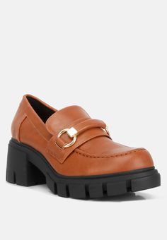 Evangeline chunky platform loafers#color_tan Chunky Platform Loafers, Chunky Loafers, Ballerina Pumps, Heels Platform, Platform Block Heels, Platform Loafers, Chunky Platform, Leather Pieces, Fashion Socks