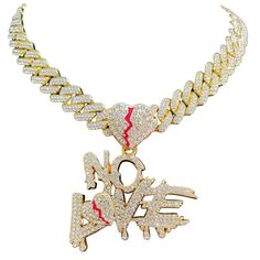 PRICES MAY VARY. 💎 MATERIAL FOR CHAIN AND PENDANT 💎: The Cuban necklace are made of high quality zinc alloy and AAAAA+ Cubic Zirconia; Cuban link necklace is durable, free of lead and nickel, and can be worn safely. Reveals brilliant shine and meticulous cut, Well paved to the metal, they will put you in the spotlight on any occasion 💎 NO LOVE CHAIN SIZE 💎: Chain width: 15mm ；We have four sizes of 16 / 18 / 20 / 24 inch to provide a variety of choices. Everybody's sizes are different, we sug White Chain Necklace With Adjustable Chain For Valentine's Day, White Adjustable Chain Necklace For Valentine's Day, White Chain Jewelry For Valentine's Day, Pendants For Men, Cuban Link Necklace, No Love, Love Pendant, Heart Chain, Diamond Simulant