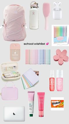 school wishlist #aesthetic #pinkandwhite #school Aesthetic School Stuff, Wishlist Aesthetic, Back To School Preppy, Middle School Lockers