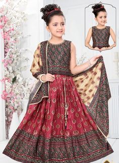 ABOUT THIS ITEM Fabric Details: This is an exclusive Bollywood style party wear featuring excellent craftsmanship, beautiful embroidery, traditional prints, and vibrant colors. The Lehenga choli set is made with light weight ,  soft georgette material that is skin-friendly and comfortable to wear for kids. Age Group: 4 - 14 years. For best fitting, please take measurements for your child and refer to the size chart in the last picture before purchase. Wash care Instructions: Do not bleach, Iron at low heat, and Dry Clean ( preferred for first wash). Occasion: Birthday gift, Festive wear, party/casual wear, wedding, and all special occasions. Package Includes: 1 Lehenga +1 Blouse + 1 duppatta.  ( sleeves can be attached if needed )  The Lehenga has beautiful traditional prints, multiple lay Festive Floor-length Sets With Traditional Patterns, Festive Anarkali Skirt Set In Art Silk, Anarkali Art Silk Skirt Set For Festive Occasions, Festive Art Silk Skirt Set With Traditional Drape, Anarkali Art Silk Skirt Set For Diwali, Traditional Skirt Set For Eid Party, Traditional Choli With Traditional Drape, Festival Party Sets With Traditional Patterns, Festive Party Sets With Traditional Patterns