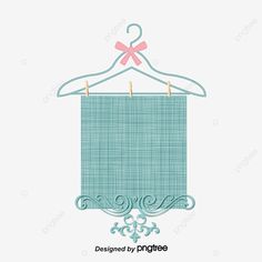 a blue hanger with a pink bow on it