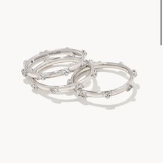 Nwt Kendra Scott Haven Silver Crystal Heart Rings Set Of 3 In White Crystal Size 7 Kendra Scott Ring Silver, Silver Kendra Scott Bracelet, Kendra Scott Silver Earrings, Silver Heart-shaped Sterling Silver Crystal Ring, Wedding Heart-shaped Sterling Silver Crystal Ring, Kendra Scott Jewelry, White Crystal, Delicate Rings, Kendra Scott