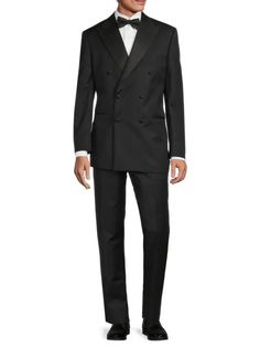 Modern Fit Double Breasted Peak Lapel Wool Tuxedo