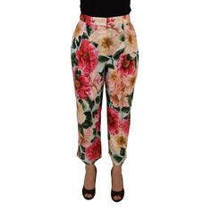 Step Into Luxury With These Exquisite High-Waisted Pants From Dolce & Gabbana. Tailored From Sumptuous 100% Silk, They Feature A Vibrant Multicolor Pattern That Demands Attention. The Cropped Cut Along With The Zipper And Button Closure Ensures A Modern And Flattering Fit, While The Attention To Detail Is Highlighted By The Subtle Logo Embellishments. Perfect For Adding A Touch Of Elegance To Your Wardrobe. Material: 100% Silk Color: Multicolor Country Of Origin: It Model: High Waist Pants Closure: Zipper And Button We Are A Small Business Located In Beautiful Minneapolis, Mn, Founded By Leadership With Over Two Decades Of Experience In The Luxury Goods Business. All Of Our Items Are 1 Elegant Multicolor Floral Print Bottoms, Elegant Multicolor Summer Pants, Elegant High Waist Floral Print Bottoms, Luxury High Waist Pants For Spring, Elegant Fitted Multicolor Pants, Luxury Long Summer Pants, Luxury High Waist Bottoms For Spring, Luxury Spring Trousers, Elegant Pink Floral Print Pants