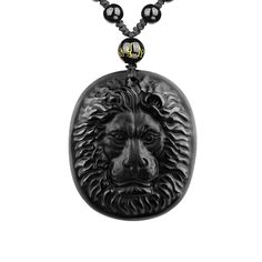 PRICES MAY VARY. SPECIFICATION: Material: Natural Obsidian, Lion Head Pendant Size: 1.83*1.54 inches. Adjustable Bead Chain Length: 20-27 inches. The black obsidian Lion Head crystal pendant is made of carefully selected high-quality materials, combined with sanding and polishing, and the braided bead chain is durable and adjustable OBSIDIAN Lion Head PENDANT: The lion is regarded as a symbol of courage and strength, and is also considered a protector. Wearing an obsidian Lion Head necklace can Symbolic Black Jewelry For Healing, Black Crystal Pendant Necklaces For Meditation, Black Pendant Crystal Necklaces For Meditation, Black Pendant Crystal Necklace For Meditation, Black Amulet Necklace With Natural Stones, Black Symbolic Medallion Jewelry, Black Spiritual Medallion Jewelry, Obsidian Amulet Necklace As Gift, Black Carved Spiritual Necklace