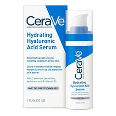 CeraVe Hydrating Hyaluronic Acid Face Serum – 1 fl oz Cerave Moisturizer, Cerave Skincare, Serum For Dry Skin, Serum For Face, Cream Serum, Retinol Serum, Hyaluronic Acid Serum, Face Hydration, Hydrating Serum