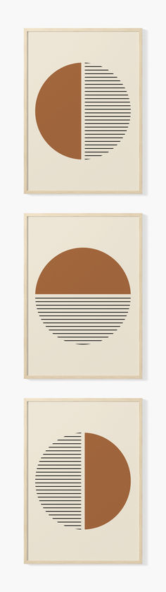 Neutral geometric wall art prints with circles and lines.