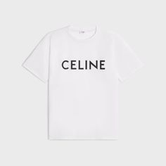 CELINE LOOSE T-SHIRT IN COTTON JERSEY - ECRU / BLACK | CELINE Fragrance Bottle, Plastic Shoes, Airport Fashion, New Fragrances, Airport Style, Natural Leather, White Shirt, Ready To Wear, Online Store