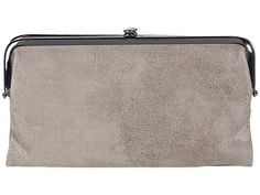 Hobo Lauren - Clutch Handbags : Titanium : The Hobo® Lauren clutch is a posh leather bag that complements any look. This medium-sized bag is designed with two top frame compartments, and is finished with a clasp closure. Lining features three card slots, a zip pocket and ID holder with covered magnetic tab closure. Lining colors and patterns may vary. Imported. Measurements: Bottom Width: 9 in Depth: 1 in Height: 5 in Weight: 10 oz Please note, the hardware color and interior lining may differ f Medium Sized Bags, In Depth, Id Holder, Clutch Handbag, Product Reviews, Color Show, Card Slots, Leather Bag, Slots