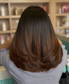 Haircut Designs Girl, Hair Colour On Tips Of Hair, Long Layers On Short Length Hair, Deep U Shape Haircut, Long U Haircut, Lower Layer Haircut, Low Maintenance Hair Color For Brunettes, Balayage For Black Hair Indian, Deep U Cut Haircut