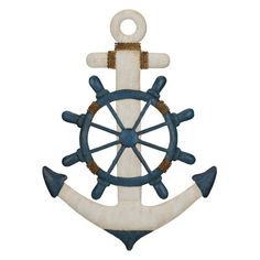 an anchor and steering wheel on a white background