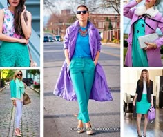 сочетание бирюзового с сиреневым в одежде Turquoise Clothes, Outfit Mujer, Looks Chic, Outfit Combinations