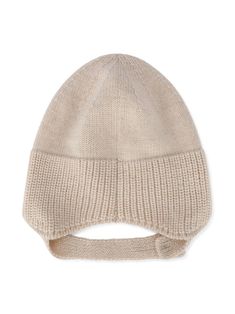 logo patch knitted hat from DOLCE & GABBANA KIDS featuring sand beige, virgin wool, knitted construction, ribbed-knit edge, logo patch to the front and side button fastening. | Dolce & Gabbana Children Logo Patch Knitted Hat Beige Soft Knit Beanie Cap, Soft Knit Beige Beanie Cap, Knitted Cap Bonnet, Cream Soft Knit Beanie, Cream Soft Knit Cap, Adjustable Knitted Beige Bonnet, Beige Soft Knit Hat, Adjustable Beige Beanie, Beige Knitted Outdoor Hat