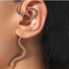 Lucky Gold Snake Ear Cuff Earring | One Piece | Women Earrings Made With High Quality Jewelry-Grade Silver Alloy Coated In Luxurious Gold Tone (Hypoallergenic And Lead Free) These Elegant Jewelries Are Perfect For Date Night, Girls Night Out Or Perfect Gift To Your Self, Family Members Or Friends. Everyday Sales!! Add Any 5 Items (In Any 5 For $25 Mark) In Your Bundle And Send Me An Offer For $25 Gold Earrings, Women Earrings, Women Jewelry, Women Accessories, Best Selling Jewelry, Wedding Jewel Snake Ear Cuff, Best Selling Jewelry, Lux Jewelry, Snake Ears, Cuff Earring, Jewel Wedding, Luxe Jewelry, Ear Cuff Earings, Women Earrings