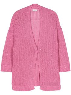 hot pink cotton blend open fisherman's knit sequin detailing V-neck drop shoulder half-length sleeves single front press-stud fastening straight hem unlined Cardigan Pink, Open Knit Cardigan, Knitwear Cardigan, Open Knit, Press Studs, Pink Cotton, Knitwear Women, Drop Shoulder, Knit Cardigan