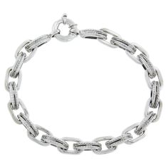 Material: Solid 18K White Gold Weight: 17.59 Grams Chain Type: Alternated Polished & Twisted Wire Oval Link Chain Length: Will comfortably fit up to a 7.25 Inch wrist (Measured next to a ruler & Fitted on a wrist) Clasp: Large Spring Ring Clasp Width: 7.8mm (0.30") (at the polished link) Thickness: 5.5mm rise off the wrist (at the twisted wire link) Condition: Excellent condition! Stock Number: MK-44086003-24030809