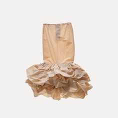 Ruffle Skirt – ap0cene Fitted Cream Bottoms With Ruffles, Cream Cotton Ruffled Skirt, Beige Cotton Skirt With Ruffles, Fitted Beige Bottoms With Ruffle Hem, Cotton Ruffled Skirt Petticoat, Fitted Summer Petticoat With Ruffles, Elegant Cotton Skirt With Ruffle Hem, Cream Ruffled Voluminous Skirt, Fitted Ruffled Petticoat For Summer