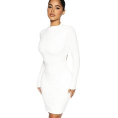 Get Back At It Boo! This Bodycon Mini Dress Is Everything And Features A High Neckline With Long Fitted Sleeves. An Open Cutout Design At The Back Completes This Look. Pair With Heels Or Boots For One Head Turning Outfit! Simply Perfect! New With Tags White Backless Dress For Going Out, White Stretch Mini Dress For Going Out, White Knee-length Mini Dress For Going Out, White Mini Dress With Cutout Back For Brunch, White Mini Dress With Cutout Back For Date Night, White Cutout Back Dress For Night Out, White Mini Dress With Cutout Back For Party, White Knee-length Mini Dress For Club, White Cutout Bodycon Dress For Date Night