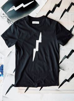 the "bolt" tee in black Relaxed Fit Washed Black T-shirt With Screen Print, Unisex Black T-shirt For Everyday, Unisex Black Short Sleeve T-shirt, Unisex Black T-shirt With Graphic Print, Hand Printed Graphic Tee With Short Sleeves, Edgy Washed Black T-shirt With Relaxed Fit, Washed Black Relaxed Fit T-shirt With Edgy Style, Washed Black Relaxed Fit T-shirt, Edgy Style, Hand Printed Graphic Tee With Crew Neck