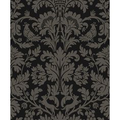 a black and grey wallpaper with an ornate design on the bottom half of it