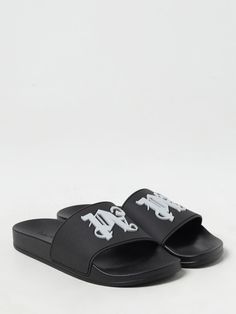 Sandals PALM ANGELS Men color Black White Shoes Men, Angel Man, Slides Sandals, Italian Fashion Designers, Palm Angels, Mens Sandals, White Shoes, Italian Fashion, Black Sandals