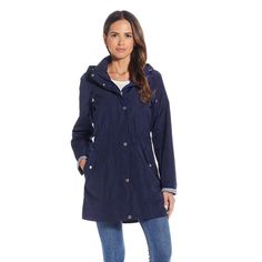 Featuring a smooth water-resistant woven construction, this women's Weathercast hooded anorak jacket will keep you shielded from the elements.Click on this WOMEN'S GUIDE to find the perfect fit and more! FEATURES Smooth water-resistant woven construction 2 side snap pockets Attached hood Snap & zipper closures Long sleeves Fully linedFIT & SIZING Relaxed with cinchable waist 34-in. length from shoulder to hem Designed to hit just below the waist Inner drawstring waistband LightweightFABRIC & CARE Polyester Machine wash delicate Imported Size: Small. Color: Navy. Gender: female. Age Group: adult. Girls Raincoat, Mens Raincoat, Drawstring Jacket, Hooded Raincoat, Raincoats For Women, Anorak Jacket, Comfort Wear, Waterproof Jacket, Soft Shell Jacket