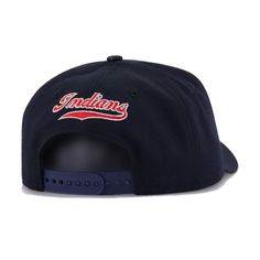 Adjustable hat. Cap is "One Size Fits Most" (OSFM). New Era Cap 9Forty snapback for the Cleveland Indians in official team colors. Hat Material: 100% CottonCrown: NavyVisor: NavyButton: NavyUndervisor: GreyFront Logo: Midnight Navy/Radiant Red/Metallic SiliverNew Era Flag: Midnight NavyRear Logo: Metallic Silver/Radiant RedBartack: Navy Navy Snapback Fitted Hat For Baseball Season, Navy Fitted Hat With Flat Bill For Sports Events, Navy Fitted Hat For Sports Events, Navy Flat Bill Hat For Sports Events, Navy Flat Bill Fitted Hat For Sports Events, Collegiate Navy Baseball Cap With Flat Bill, Navy Snapback Hat With Flat Brim For Sports Events, Navy Flat Brim Baseball Cap, Navy Flat Brim Snapback Hat For Sports Events