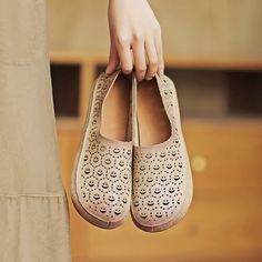 Retro Soft Leather Flat Slip on Loafers for Women Perforated Handmade in Beige/Brown Summer Slip-on Loafers With Perforations, Beige Slip-on Flats, Beige Slip-on Flats With Flat Bottom, Comfortable Brown Slip-on Flats, Beige Flat Slip-ons With Leather Sole, Brown Leather Shoes For Spring, Casual Beige Slip-on Leather Shoes, Comfortable Beige Leather Shoes With Round Toe, Brown Leather Shoes With Stitched Sole