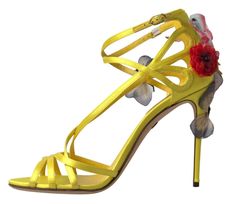 DOLCE & GABBANA Gorgeous brand new with tags, 100% Authentic Dolce & Gabbana shoes sandals. Model: Ankle strap sandals Color: Yellow Material: 31%Silk+67%Viscose+02%Leather Flower butterfly studs Logo Details Made in Italy Dolce Gabbana Shoes, Leather Flower, Flower Butterfly, Sneaker Jewelry, Leather Flowers, Dolce & Gabbana, Modern Man, Ankle Strap Sandals, Summer Wardrobe