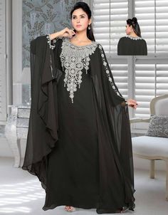 Mashallah! ❤️ Kaftan Dresses Sparkling Shop Now : https://bit.ly/3woyocZ Buy online @ $194.95 #kaftangown #kaftannearme #kimonokaftan #pakistanikaftandress #beadedkaftan #dubaikaftandress #arabicattire #caftan Arabian Kaftan, Modern Kaftan, Abaya Noir, Black Kaftan, Muslim Dresses, Kaftan Maxi Dress, Utsav Fashion, Muslim Dress, Women's Robe