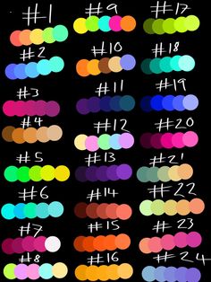 the numbers and symbols for different colors are shown in this graphic style, which shows how many