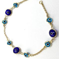 Very Nice And Beautiful 14k Solid Yellow Gold Charm Bracelet Weight:3grams Pt14175 Please Add Me To Your Favorites List 14k Yellow Gold Evil Eye Bracelets, Gold-plated Yellow Gold Chain Bracelet As A Gift, Luxury Yellow Gold Evil Eye Bracelet Gift, Blue Gold Bracelet With 17 Jewels For Gift, Yellow Gold Plated Chain Bracelet As A Gift, Gold-plated Yellow Gold Evil Eye Bracelet, Yellow Gold Evil Eye Bracelets As Gift, Yellow Gold Evil Eye Bracelet Gift, Fine Jewelry Yellow Bracelets As A Gift