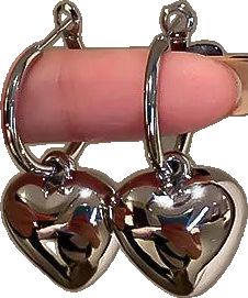 Hypoallergenic Heart Huggie Earrings, Hypoallergenic Heart Shaped Huggie Earrings, Silver Double Heart Tarnish Resistant Jewelry, Silver Tarnish-resistant Double Heart Jewelry, Silver Tarnish Resistant Double Heart Jewelry, Trendy Heart Shaped Huggie Earrings, Trendy Silver Heart Hoop Earrings, Silver Heart Charm Huggie Earrings, Silver Huggie Earrings With Heart Charm