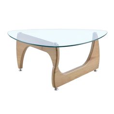 Elevate your living space with this striking centerpiece, featuring a 19 mm tempered glass top and a sleek walnut veneer base. Cheap Coffee Table, Noguchi Table, Triangle Coffee Table, Noguchi Coffee Table, Light Colored Wood, Isamu Noguchi, Modern End Tables, Contemporary Table, Glass Coffee Table