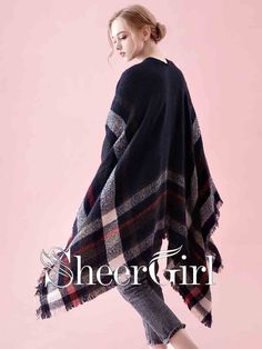 Chic boho winter wool wraps. 1.Material:Wool 2.Picture Color:As Pictre 3.Closure:None 4.Fully Lined:No 5.Embellishment: None 6.Width:55.90in/142cm 7.Length:55.90in/142cm 8.Size:One Size Fits All Black Bohemian Shawl For Fall, Bohemian Wool Shawl, Winter Plaid Poncho, Plaid Winter Poncho, Winter Wrap Poncho, Blue Fall Shawl, Boho Winter, Winter Wrap, Winter Boho