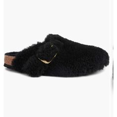 Nib Color: Black Size 6-6.5 / Us 37 Eub Gold Hardware Genuine Shearling Feel Free To Ask Questions All Sales Are Final. Fast Shipping. Black Round Toe Mules For Winter, Black Clogs With Buckle Closure And Flat Heel, Winter Black Mules With Round Toe, Black Slippers With Leather Footbed And Round Toe, Black Round Toe Slippers With Leather Footbed, Casual Black Mules With Buckle Closure, Boston Big Buckle, Birkenstock Boston Shearling, Birkenstock London