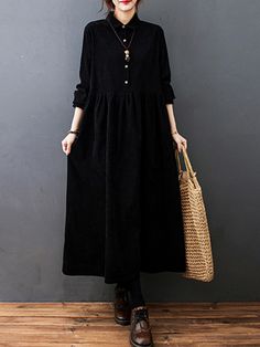 SkuCY-!91962Material>70%Cotton , Corduroy StyleLoose , A-line , Long Sleeves FeatureButtoned , Split-joint , Solid Color NecklineLapel OccasionCasual , Urban , Simple , Vintage SeasonsSpring , Autumn , Winter TypeMidi Dresses ColorRED,BLACK,BLUESizeM,L,XL,2XL Please consult the size chart we provide for this item's measurements to help you decide which size to buy.Please note: There may be 1-3cm differ due to manual measurement.CMINCHBustShoulderSleeveHemlineLengthSleeve OpeningM100385620011723L Evening Mini Dresses, Shirt Dress Summer, Velvet Maxi Dress, Velvet Maxi, Vintage Swimsuits, Autumn Dress, Corduroy Dress, Vestidos Vintage, Polo Dress