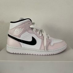 Color Way: Light Violet/Black-White Womens Size 7 Worn Once Light Violet, Womens Jordans, Air Jordan 1 Mid, Jordan 1 Mid, Air Jordan 1, Jordan Shoes, Jordan 1, Womens Shoes Sneakers, Air Jordan